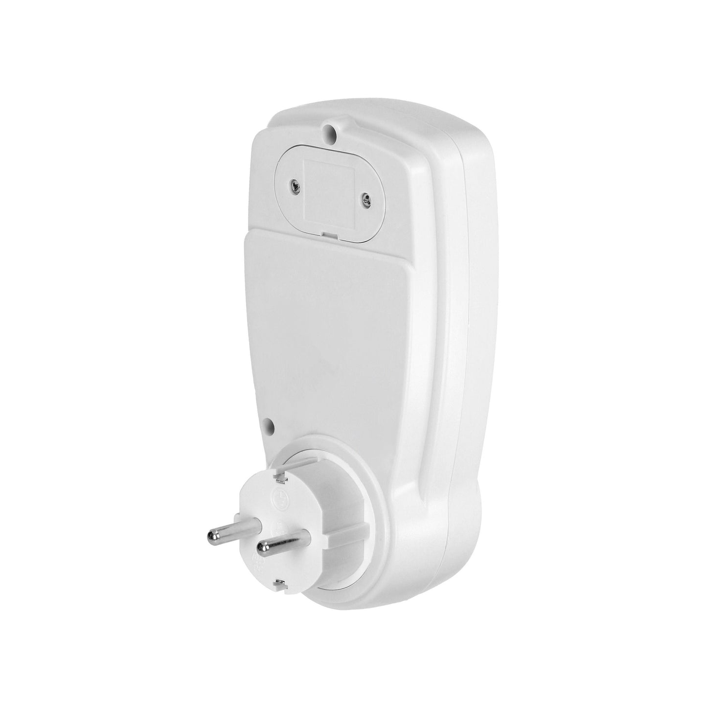 Eintarif-Leistungsmesser mit LCD-Display und eingebauter Batterie, Schuko, Weiß/Schwarz