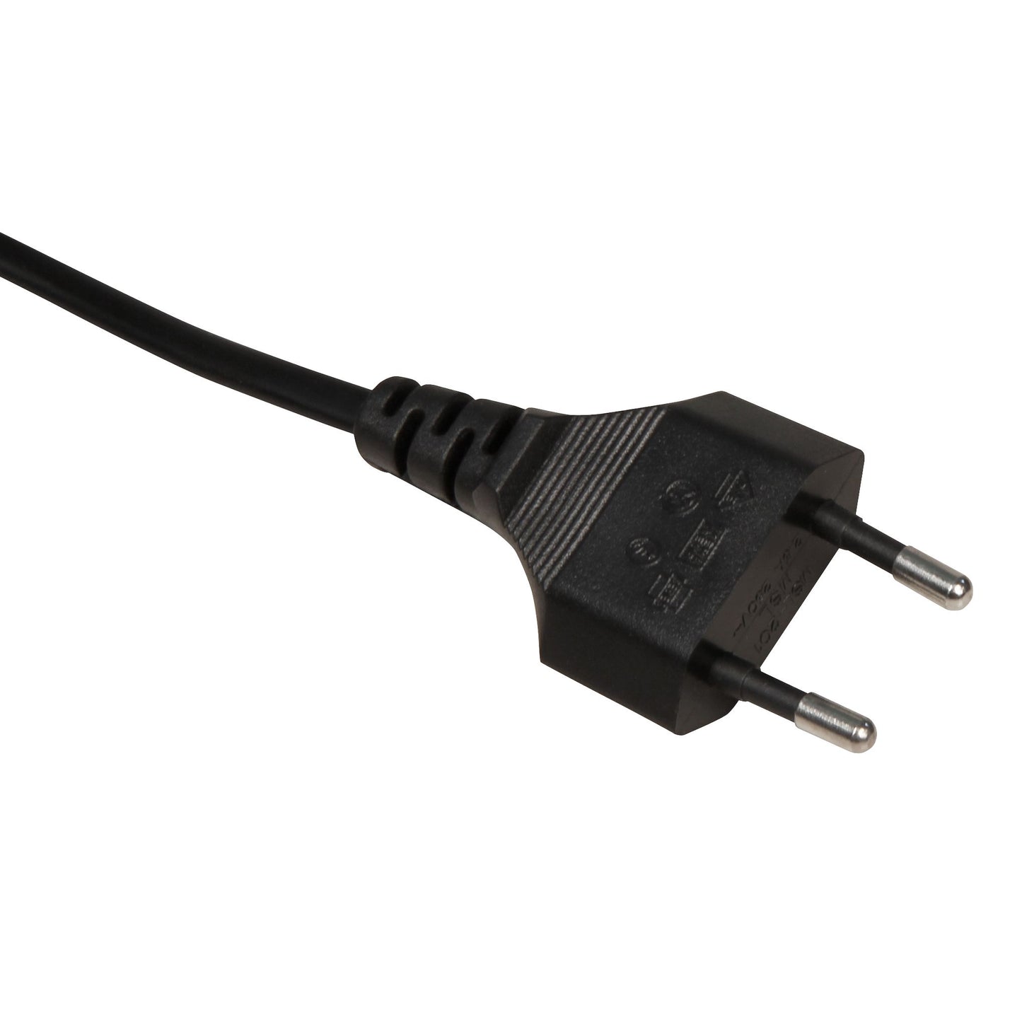 Euro-Netzkabel mit Fußschalter, 2m, Weiß/Schwarz, Blanken Enden, H03VVH2-F, 100W Max