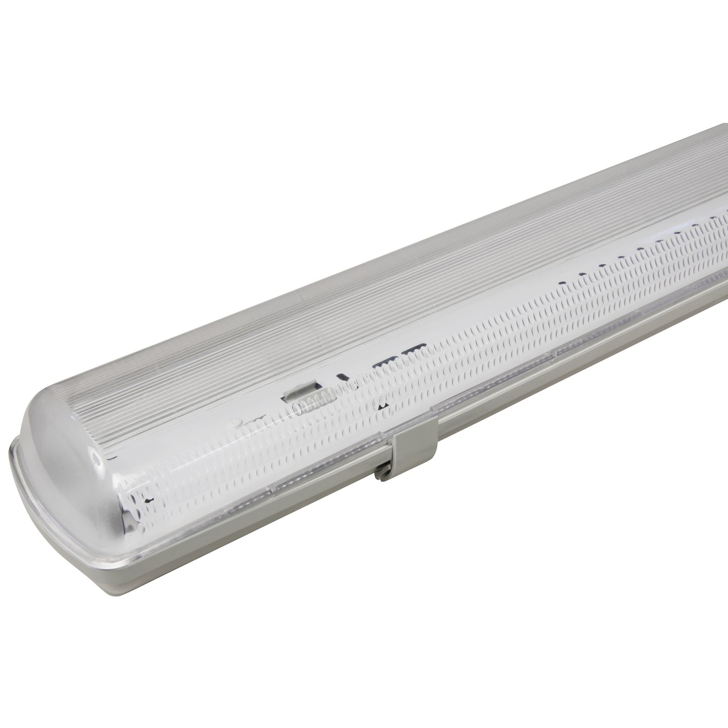 Trano Feuchtraumleuchte 150cm für 2 LED Röhren T8, IP65 Staub- & Strahlwasserschutz, Kellerlampe Werkstatt Garage Lagerhalle, robustes Kunststoffgehäuse, 230V, inkl. Montagematerial
