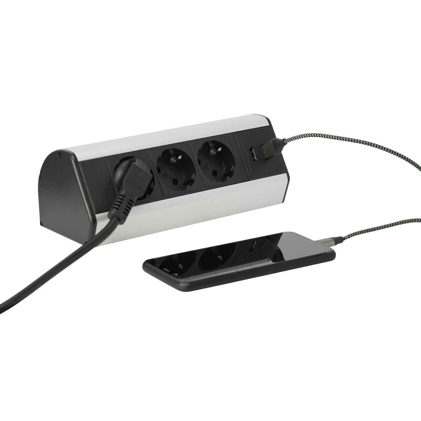 Schreibtisch-Steckdose Möbel Küche Tische Steckdosenleiste 3-fach & USB Kabel 2M