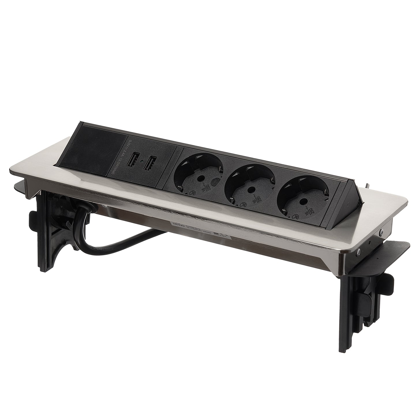 Möbel-Steckdose 3-fach 2x USB Mehrfachsteckdose Küche 2m Kabel Steckdosenleiste