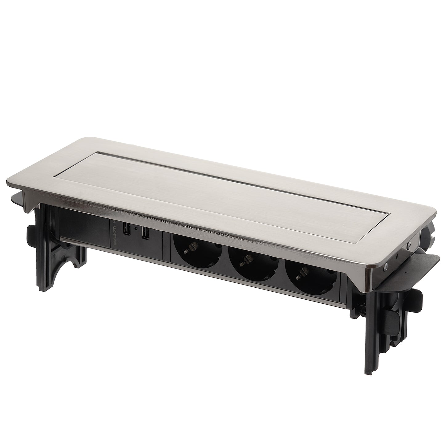 Möbel-Steckdose 3-fach 2x USB Mehrfachsteckdose Küche 2m Kabel Steckdosenleiste