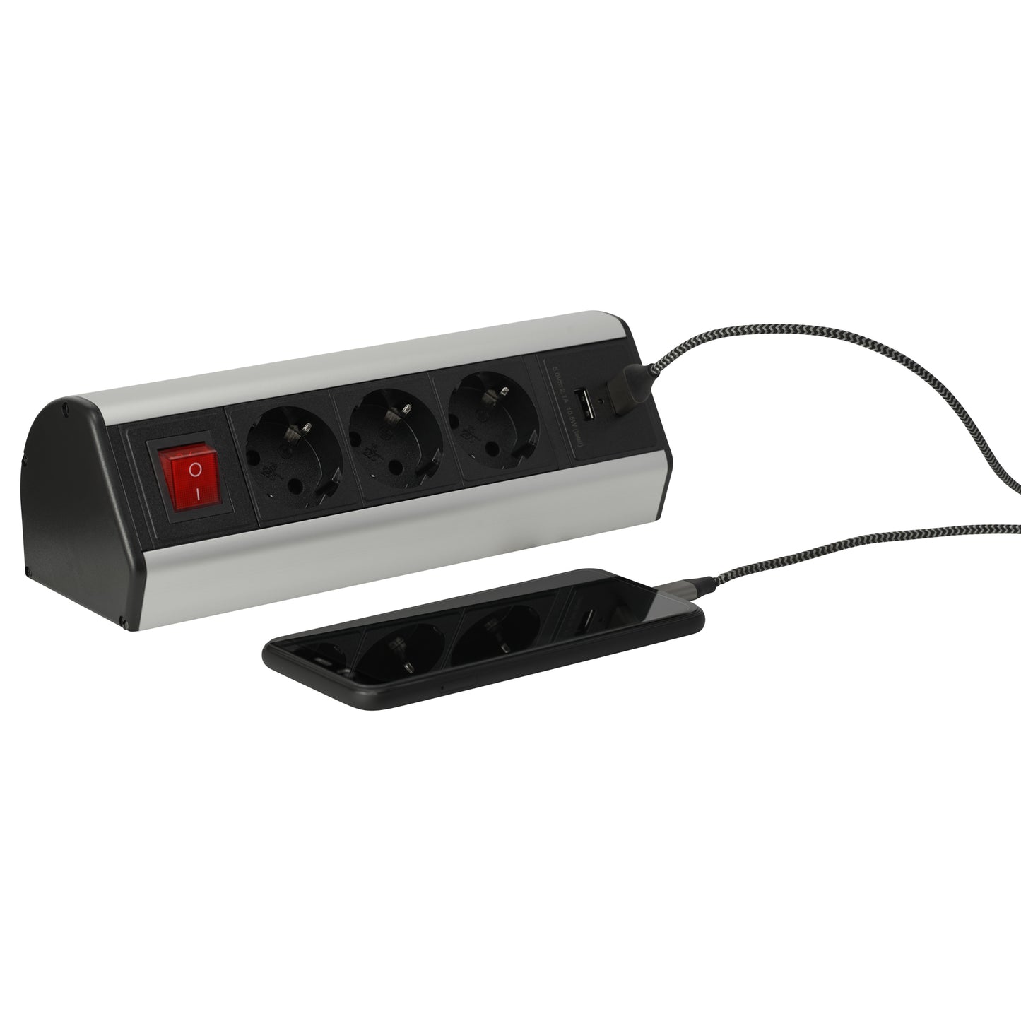 Möbel-Steckdose Schreibtisch Küche Büro Schalter Kabel USB Mehrfachsteckdose