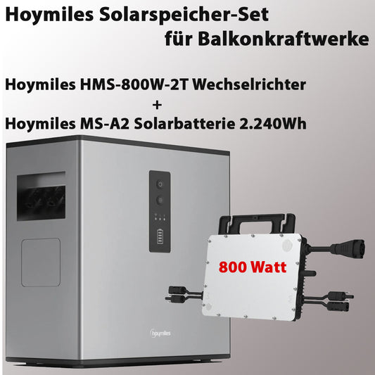 Solarspeicher-Set für Balkonkraftwerke – Hoymiles MS-A2 Solarbatterie 2.240Wh – 800W 2T HMS Wechselrichter