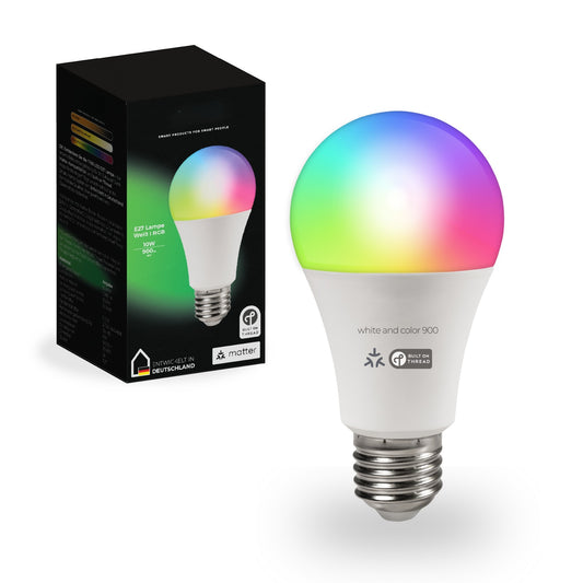 Trano Smart LED Lampe E27, 900lm, RGB & CCT, Matter-zertifiziert, dimmbar