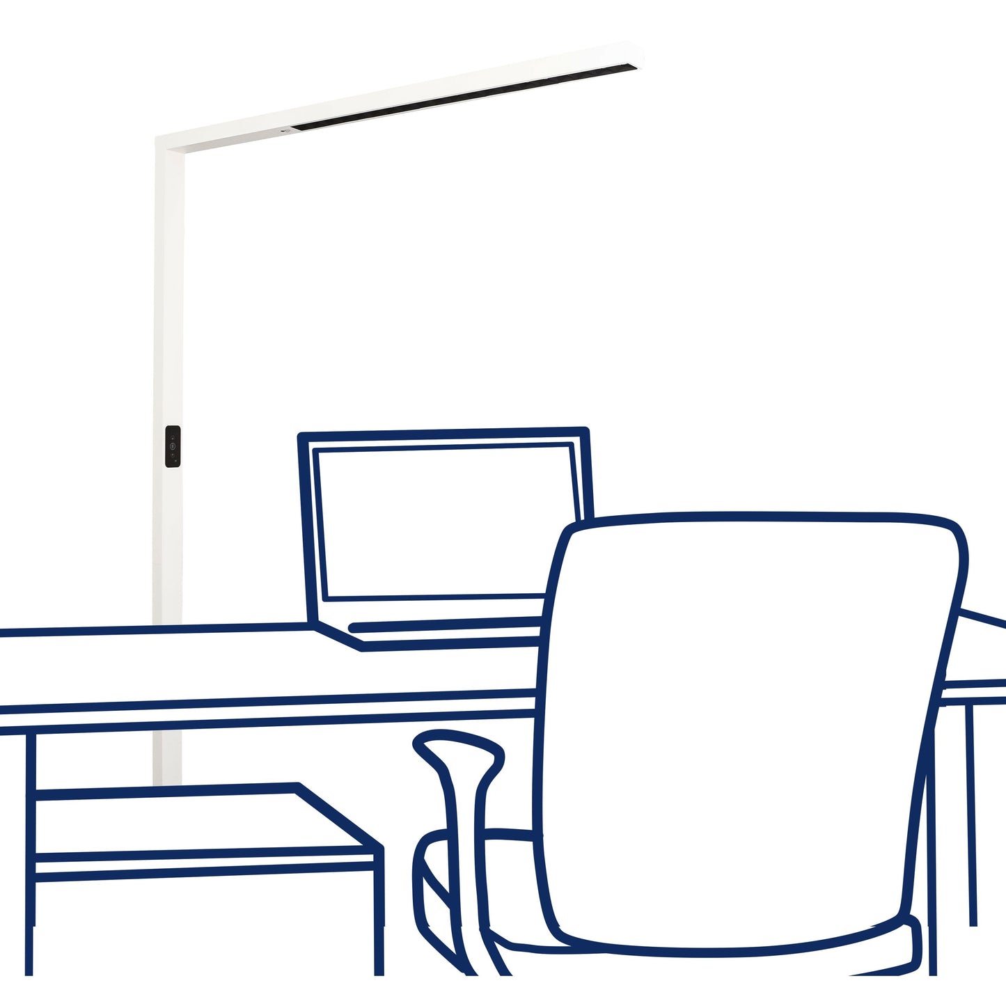 LED-Schreibtisch-Stehleuchte mit Touch Display, 70Watt, Neutralweiß, 9800lm, PIR & Tageslicht-Sensor