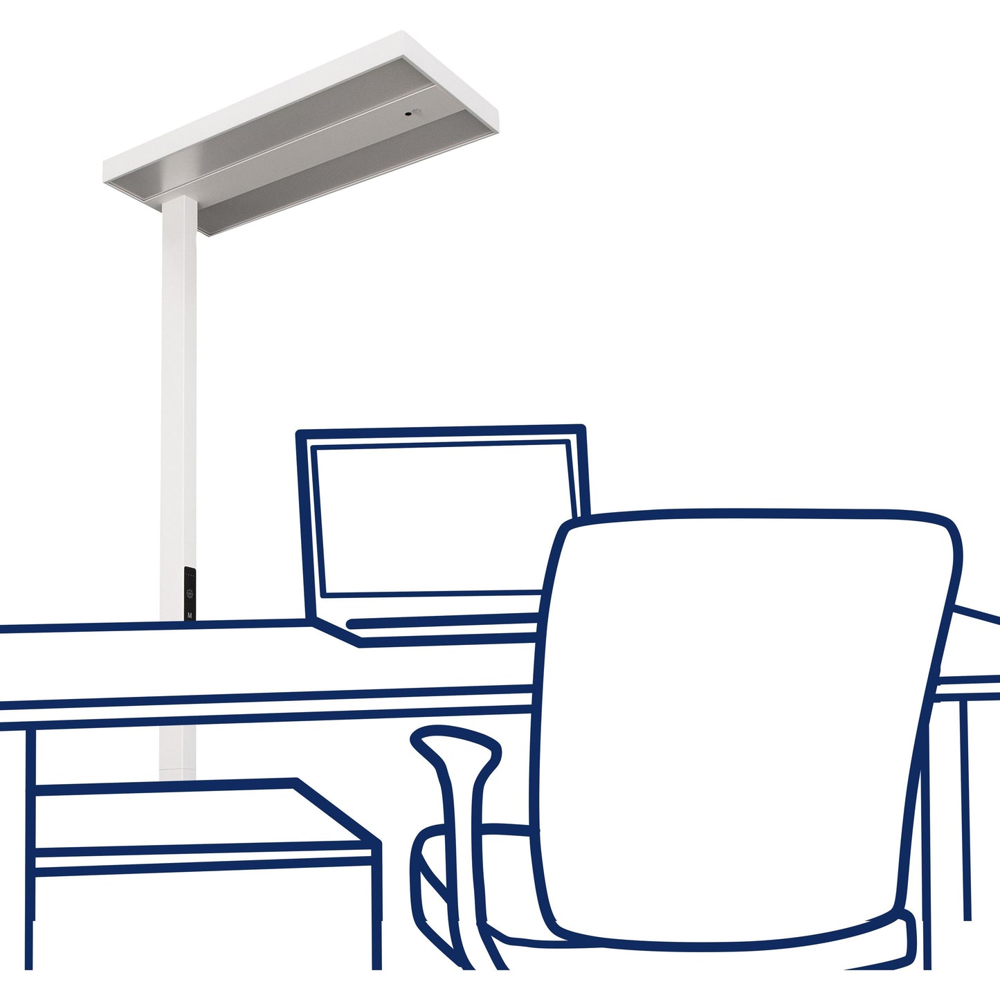 LED-Stehleuchte Büroleuchte mit Touch Display, Neutralweiß, 60Watt, 8700lm, PIR & Tageslicht-Sensor