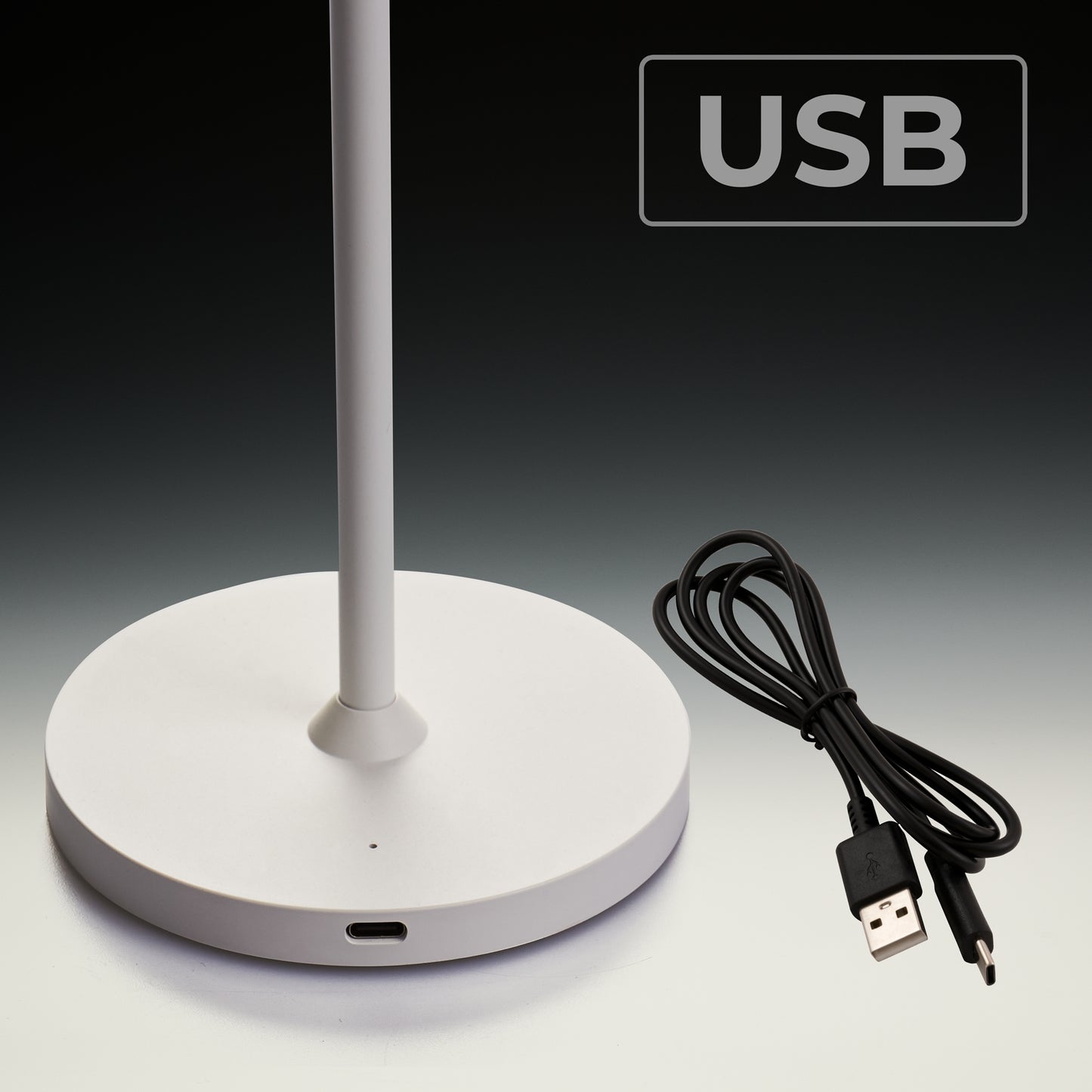 LED Akku Tischleuchte Dimmbar 25cm Weiß – Kabellos, USB-C Aufladbar, IP54 Outdoor Lampe, Warmweiß 2700K, Hoher Ra>95 – Moderne Tischlampe für Garten, Balkon, Schlafzimmer & Büro