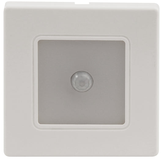 Trano LED-Wand-Einbauleuchte Treppenlicht mit Bewegungsmelder, 2W 150lm, 230V, warmweiß 3000K, Unterputz Treppenbeleuchtung, weißer Rahmen, 85mm