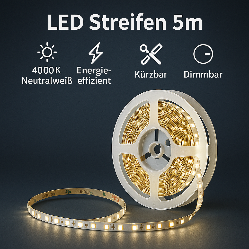 LED Streifen 300 SMD 24V 4000K 4,8W pro Meter – 5m Rolle