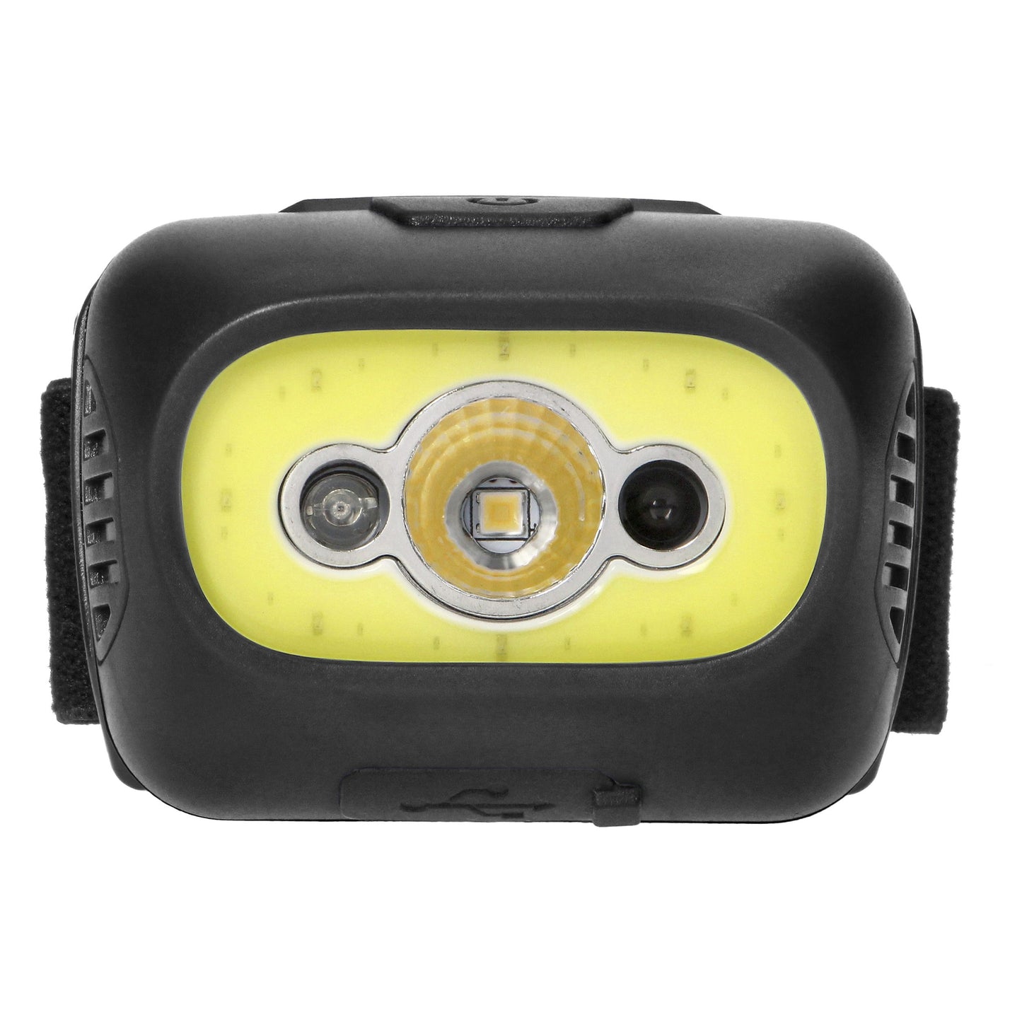 LED COB + LED Stirnlampe 3W, Berührungsloser Schalter, 1200mAh Akku, Schwarz