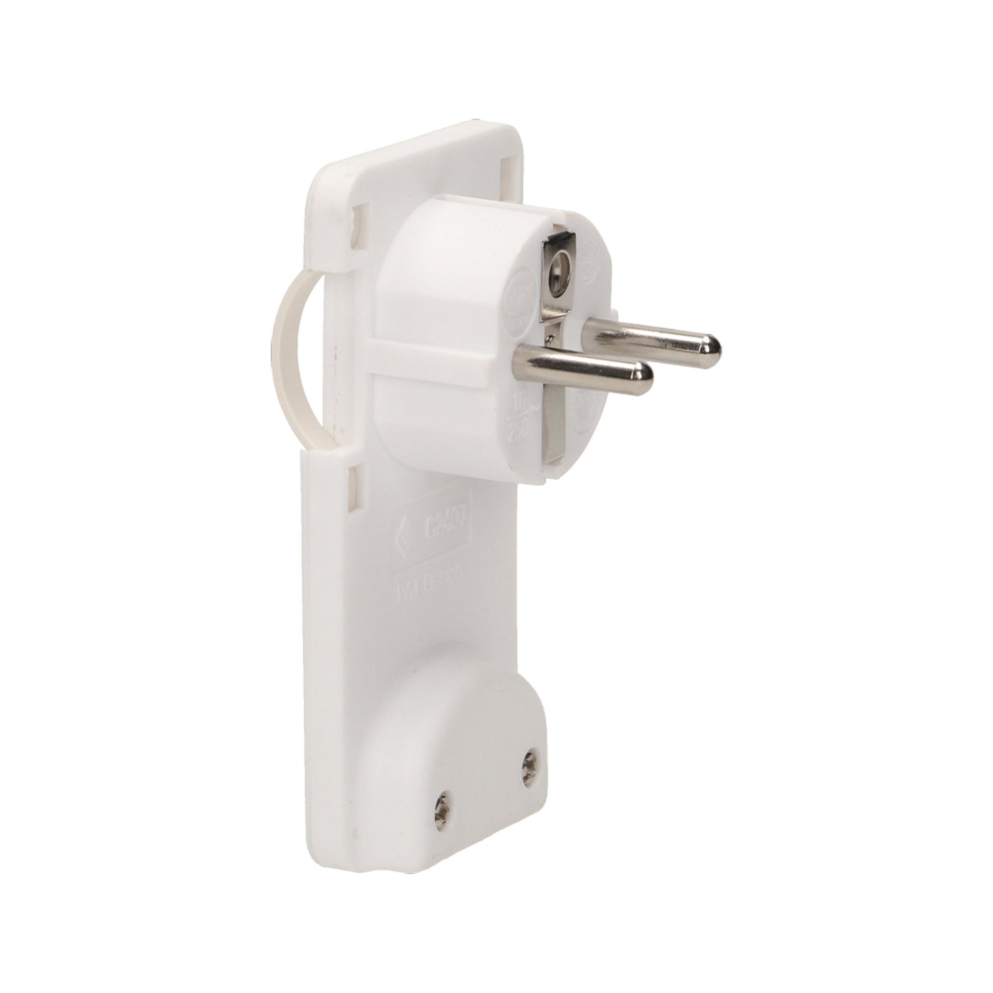 Hochwertiger Flachstecker-Winkelstecker mit Handgriff, uni-Schuko, Schwarz/Weiß