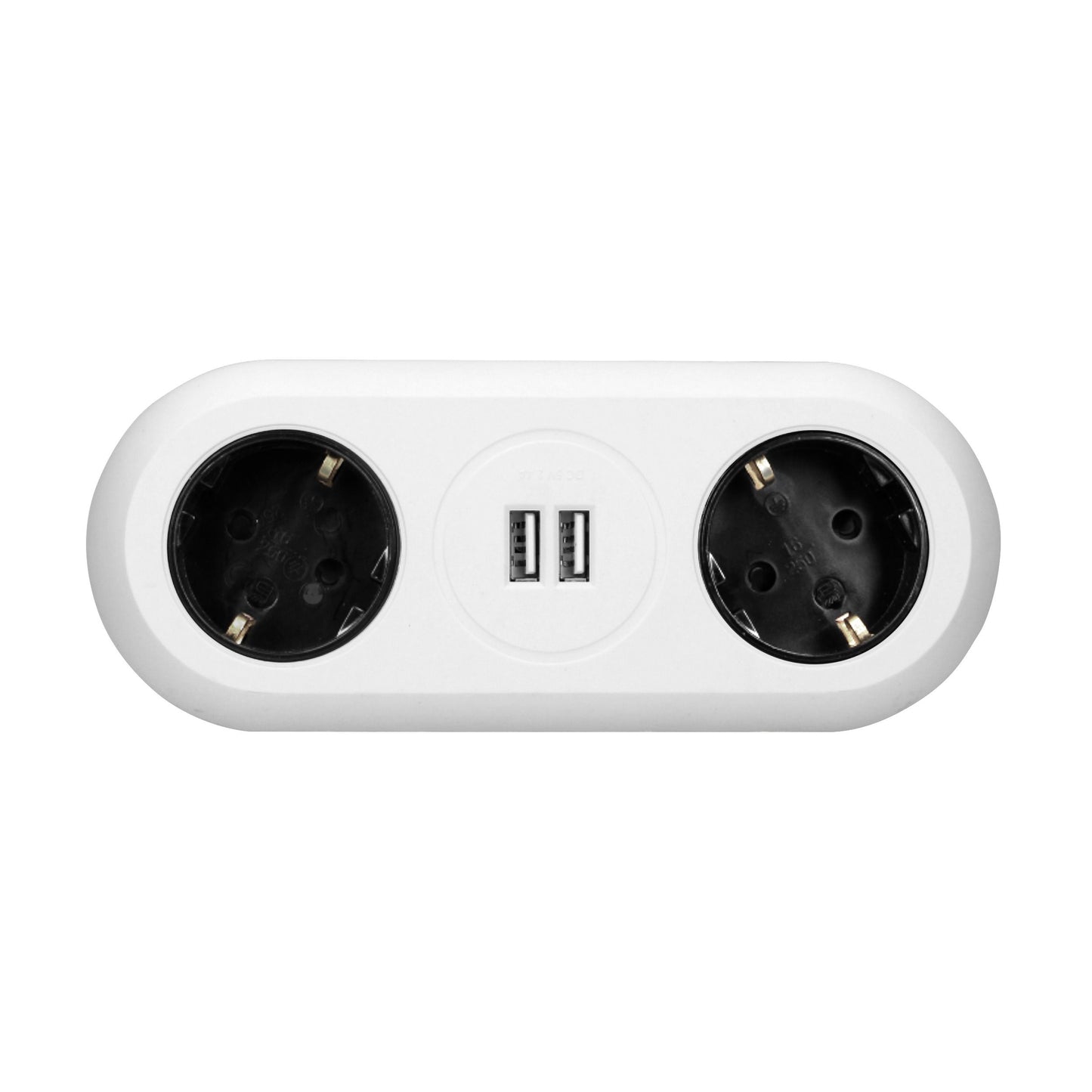Tisch-Steckdose 2-fach 2x USB weiß Küche Büro Steckdosenleiste Schreibtisch