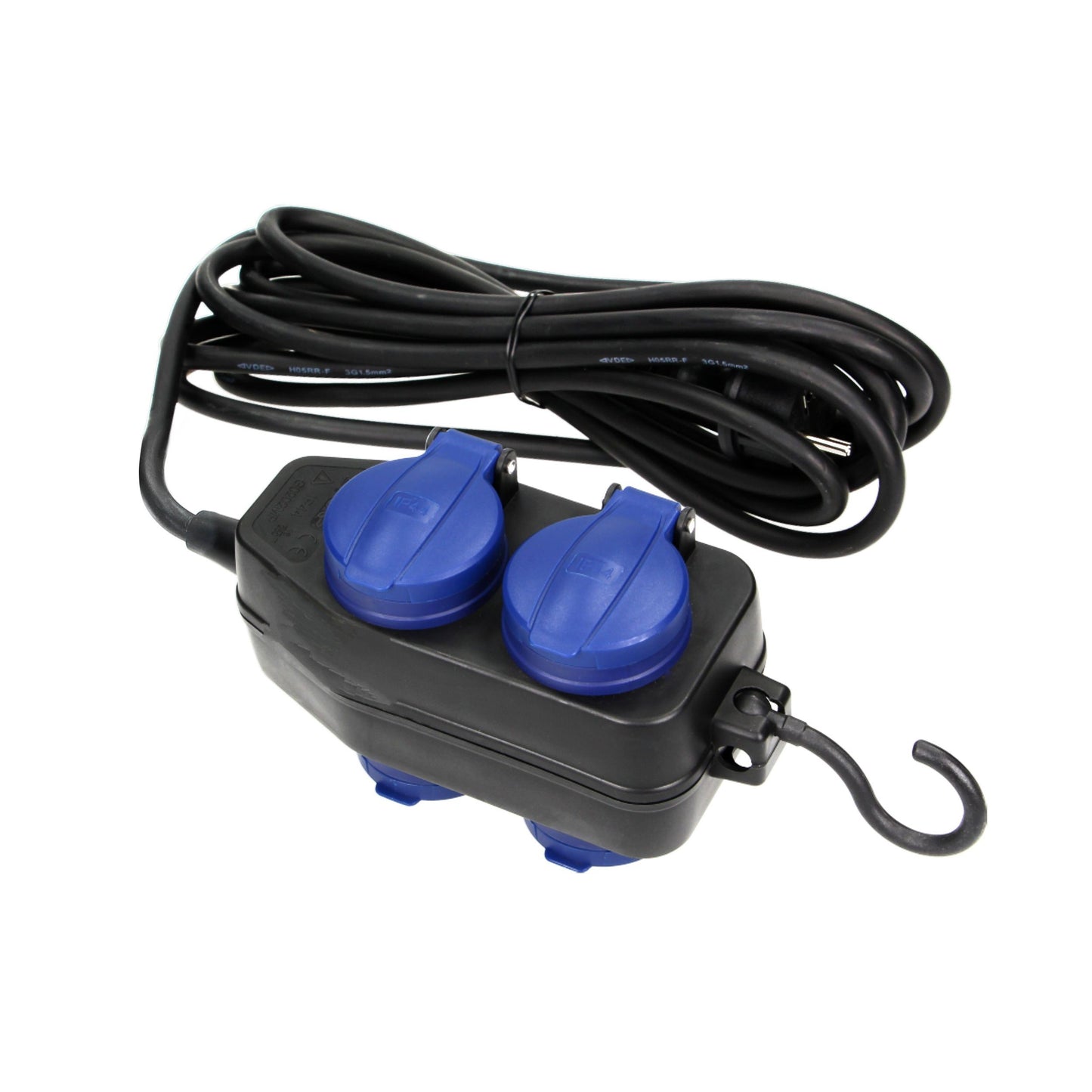 4-fach Steckdose mit Hacken für Außen & Werkstatt – 5m/10m