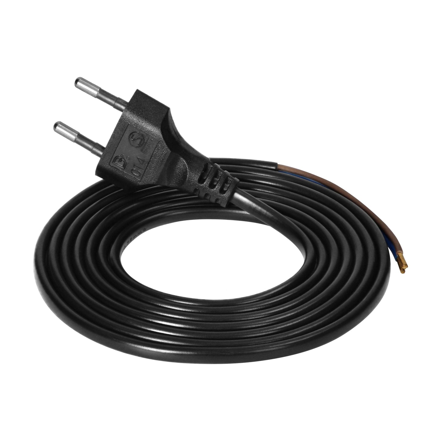 Euro-Netzkabel mit blanken Enden 2x0,75mm2, 1,9 Meter , weiß oder schwarz