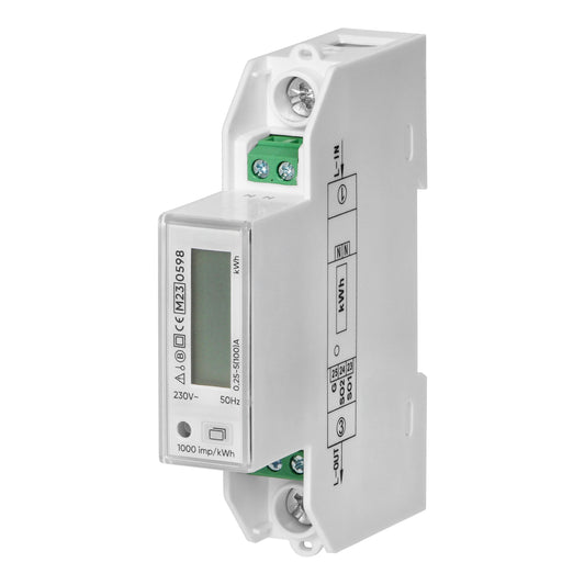 Trano 1-phasiger Energiezähler 100A MID | bidirektional | DIN TH-35mm | LCD 5+2 | 230V 50Hz | S0 Impuls | IP51 | 1 Modul