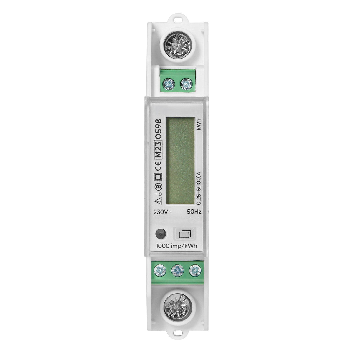 Trano 1-phasiger Energiezähler 100A MID | bidirektional | DIN TH-35mm | LCD 5+2 | 230V 50Hz | S0 Impuls | IP51 | 1 Modul