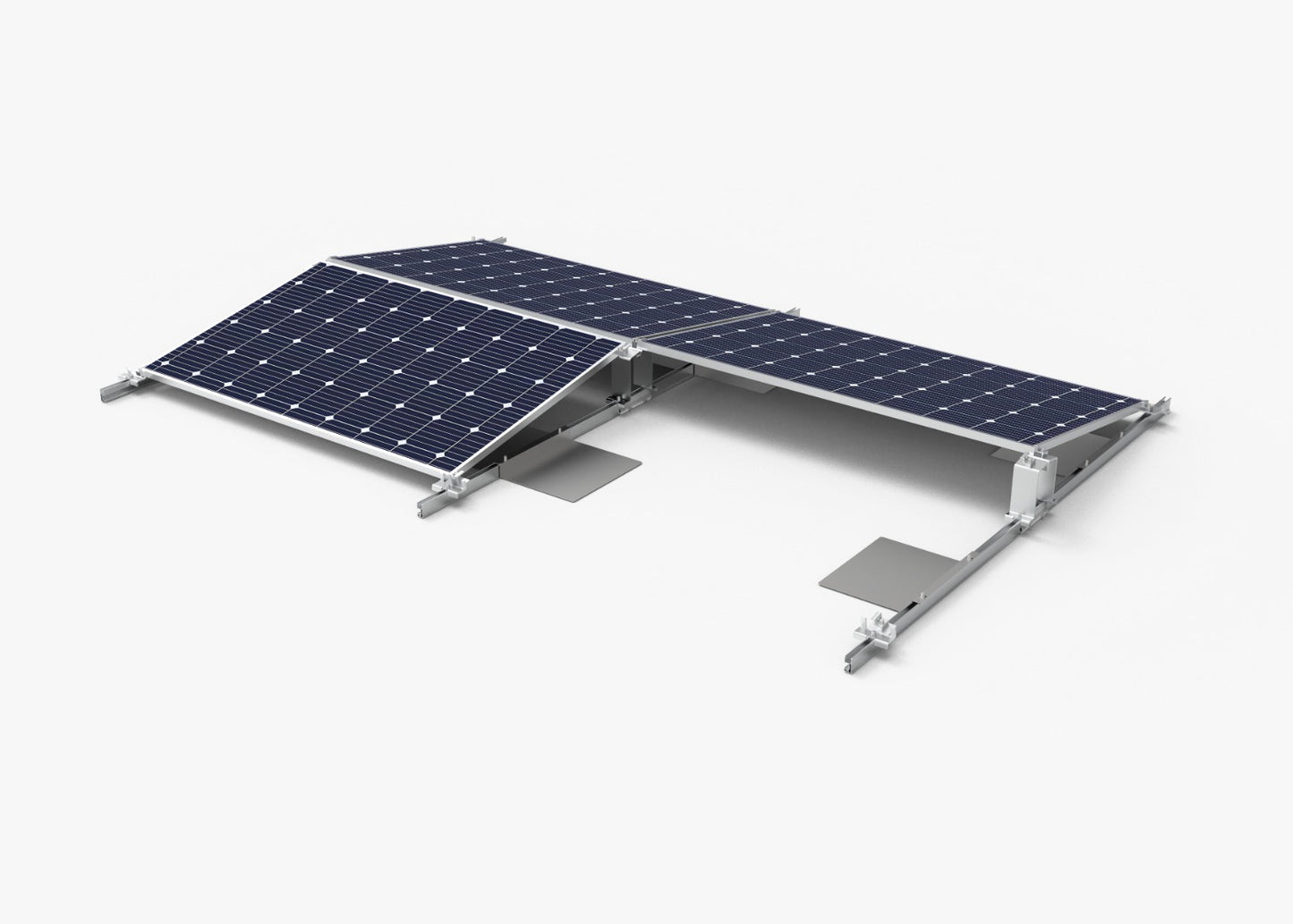 Flachdach Ost West Montageset für 4 PV Module Solar Halterung