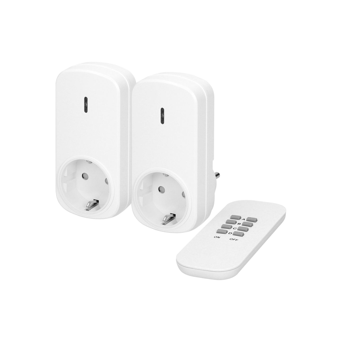 Funksteckdose mit Fernbedienung, Schuko-Version, 2er Set, Weiß