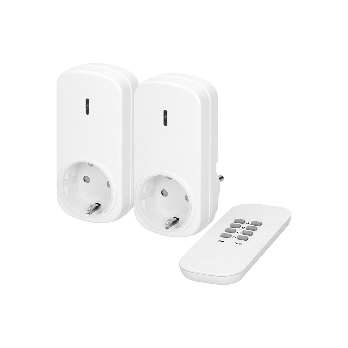 Funksteckdose mit Fernbedienung, Schuko-Version, 2er Set, Weiß