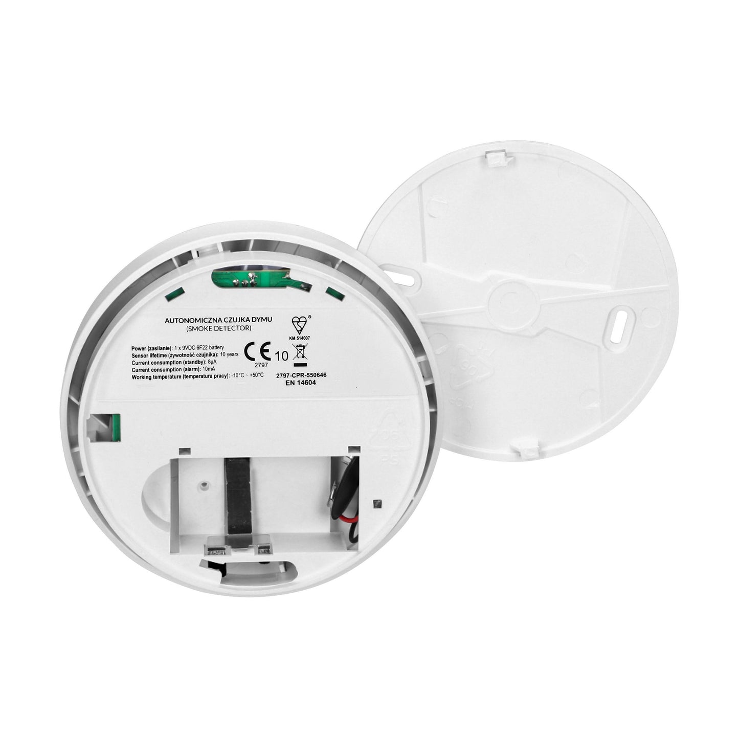 Optischer Rauchmelder, 9V Batterie, 85dB, Aufputzmontage, Weiß