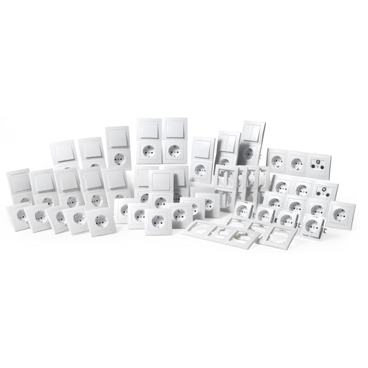 Trano Flair Schalter und Steckdosen Set für Einfamilienhaus – 95-teiliges Komplettset in Weiß – Modernes Design & Hochwertige Verarbeitung