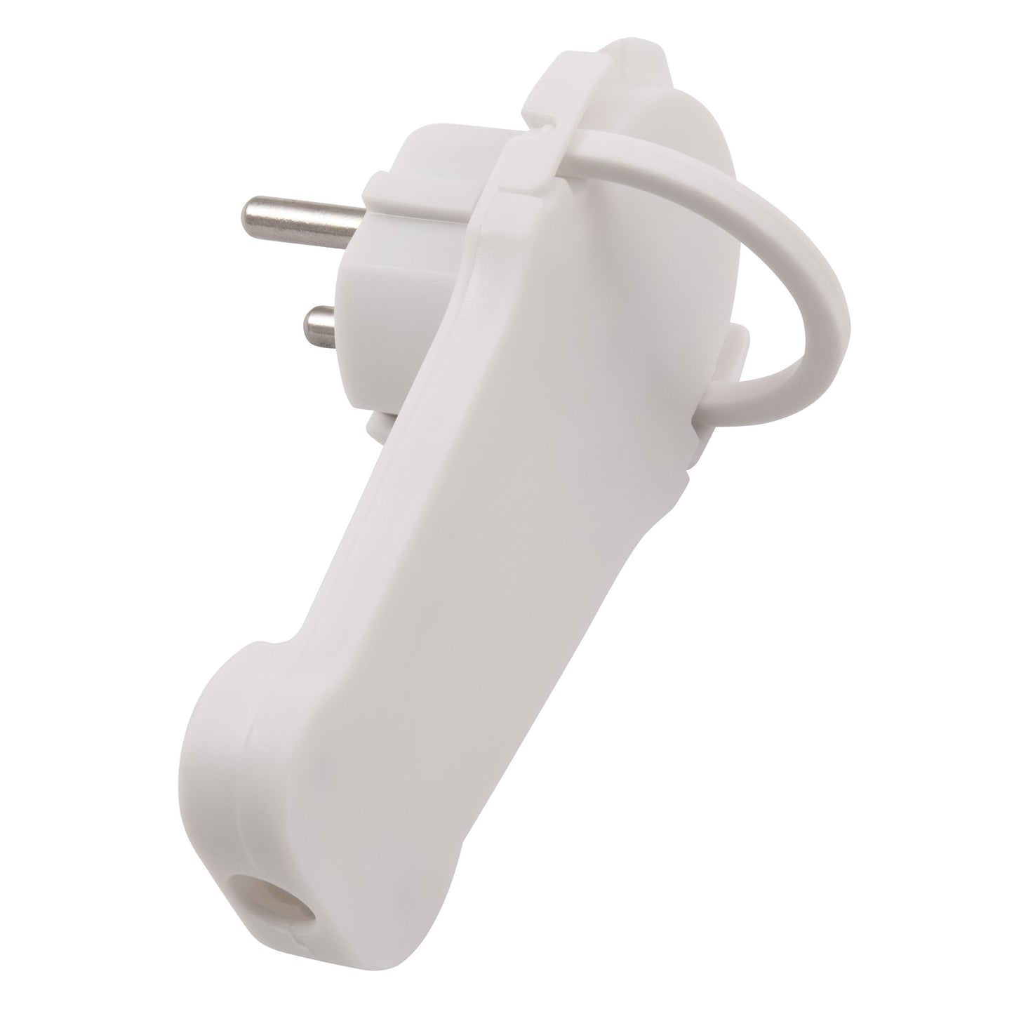 Extra Flacher Wiederanschließbarer Schutzkontakt-Winkelstecker, 250V/16A, Schwarz/Weiß