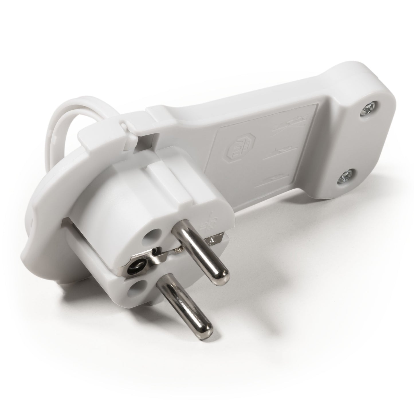 Extra Flacher Wiederanschließbarer Schutzkontakt-Winkelstecker, 250V/16A, Schwarz/Weiß