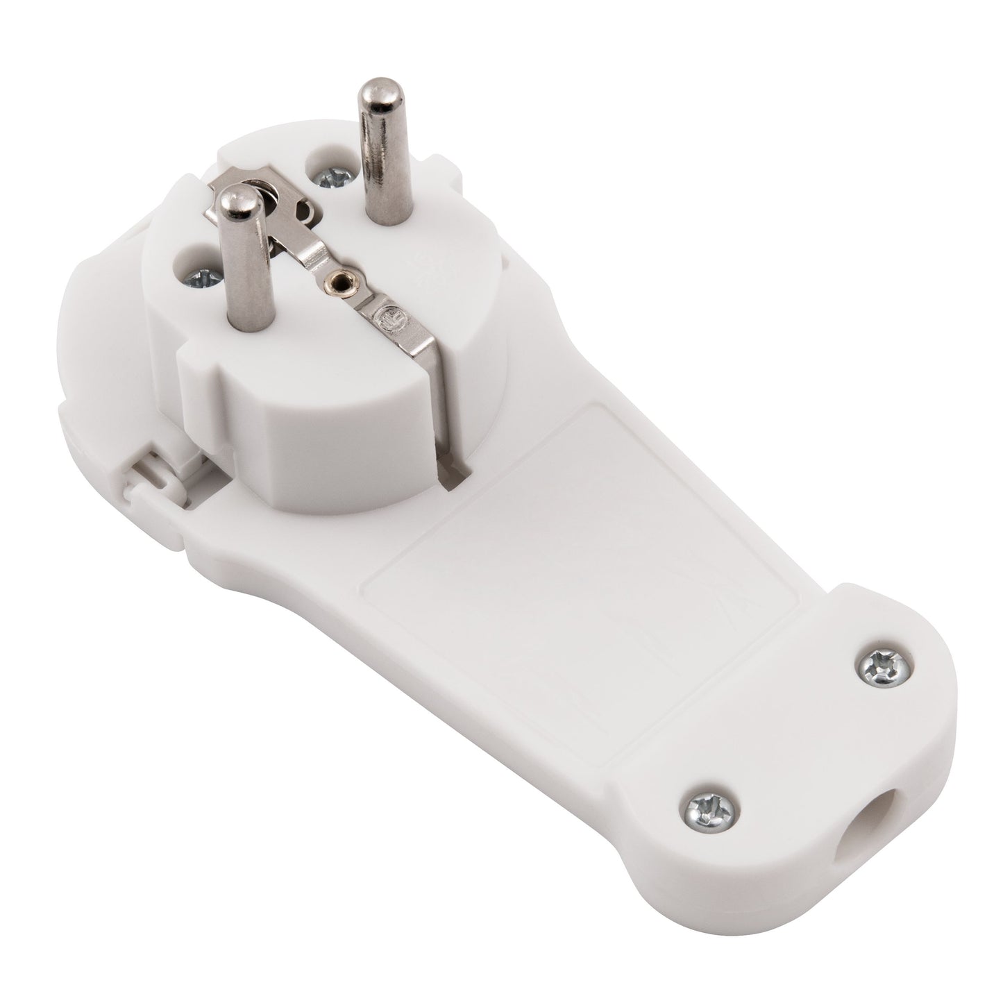 Extra Flacher Wiederanschließbarer Schutzkontakt-Winkelstecker, 250V/16A, Schwarz/Weiß