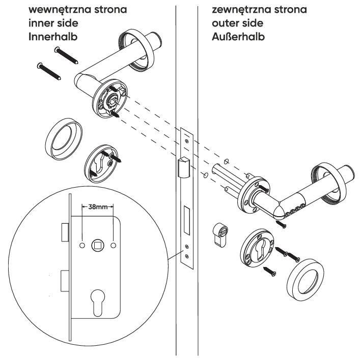 Trano Smart Griff, Elektronische Drückergarnitur mit PIN & Bluetooth 4.0 – IP44, für Türen 38–58 mm, schwarz oder silber, beleuchtet, 2×CR2