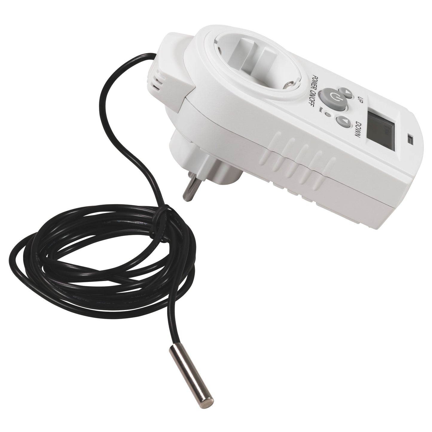 Steckdosen-Thermostat mit LC-Display und mit und ohne Außenfühler, 230V/16A, Temperaturregelung +5 °C bis +30 °C