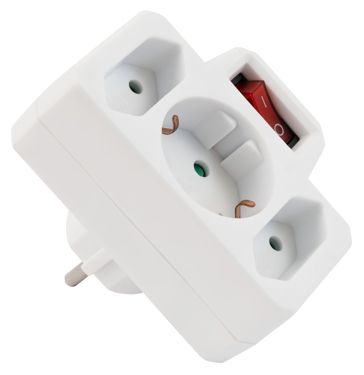 2er Set Steckdosen-Adapter 3-fach Schalter Mehrfachstecker Kindersicherung weiß 16A 250V