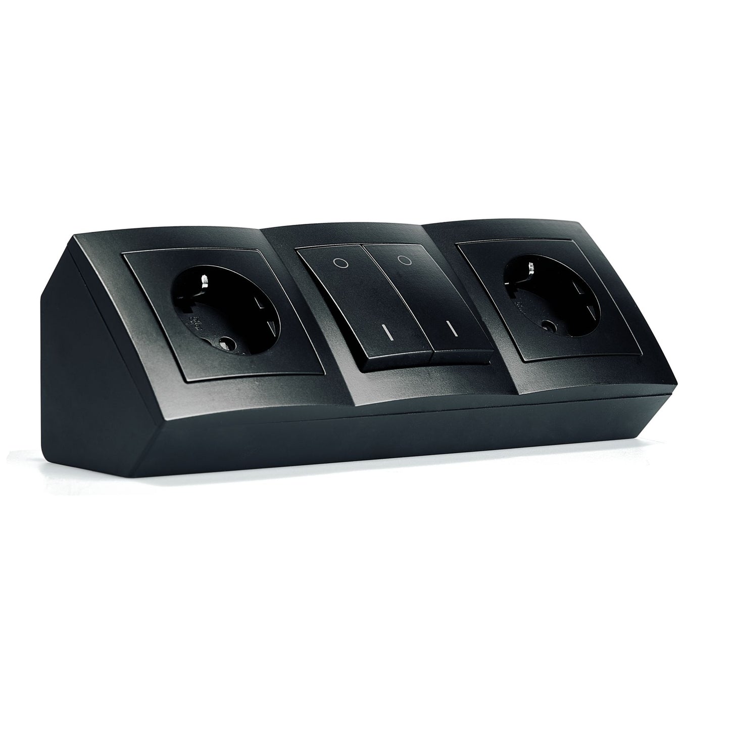 Möbel-Steckdose in mehrfacher Ausführung Küche Büro Mehrfachstecker Schwarz matt