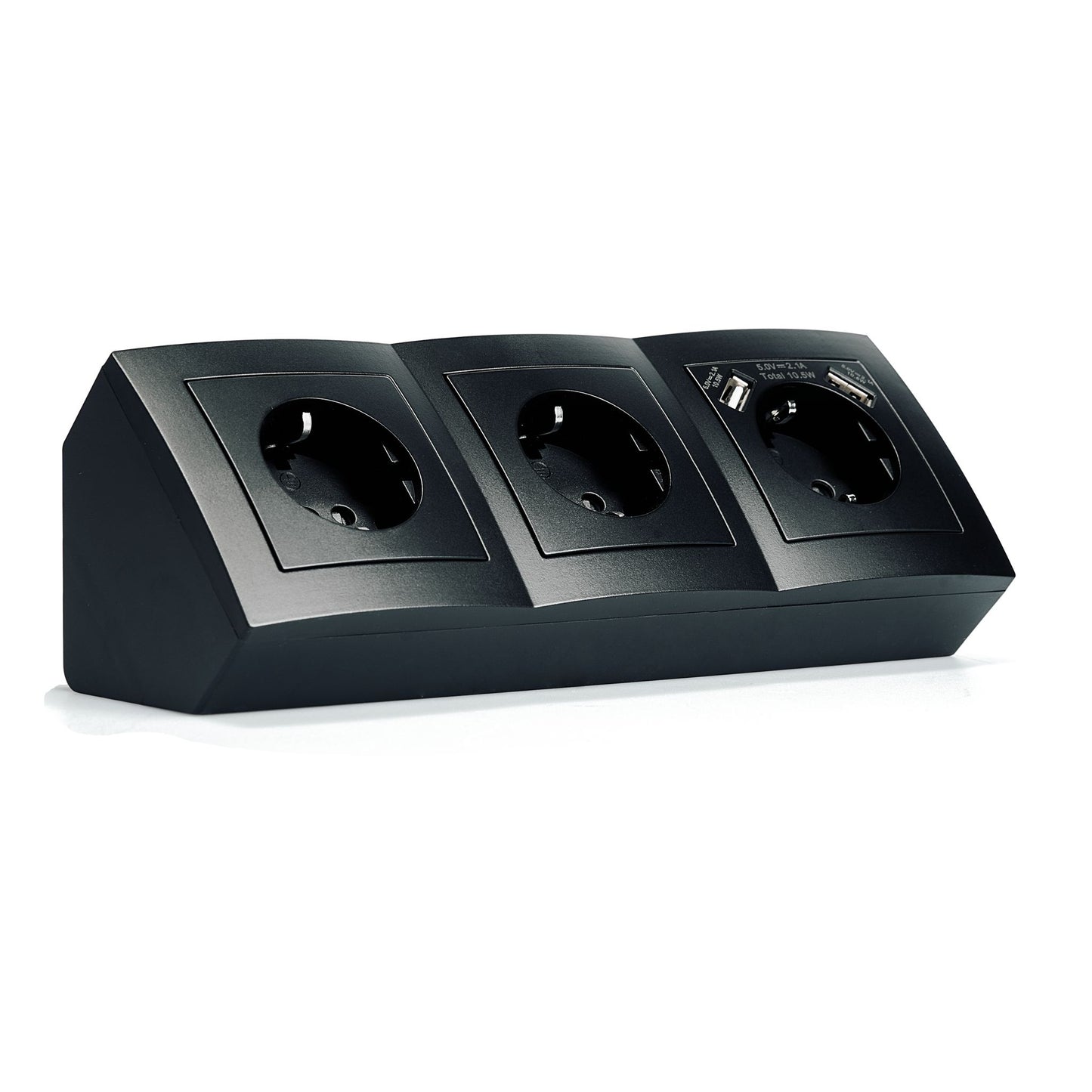 Möbel-Steckdose in mehrfacher Ausführung Küche Büro Mehrfachstecker Schwarz matt