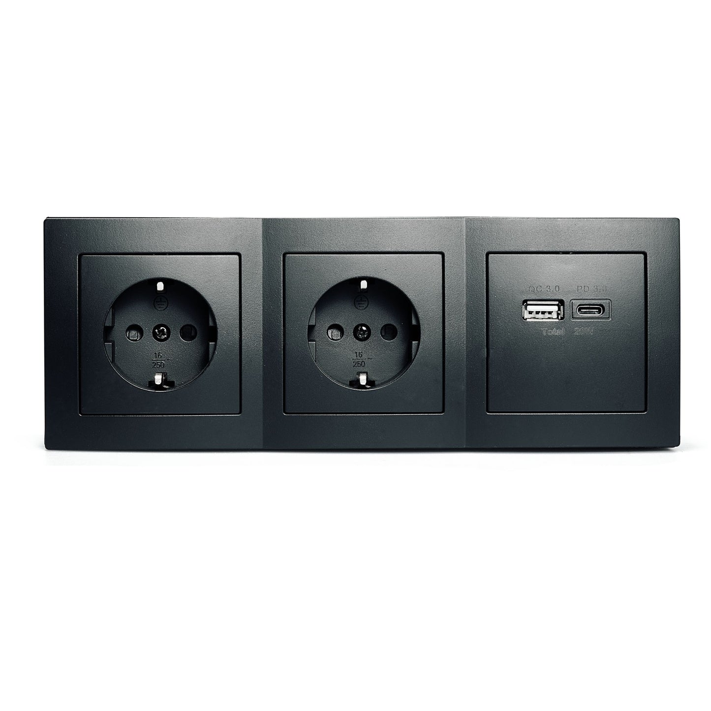 Möbel-Steckdose in mehrfacher Ausführung Küche Büro Mehrfachstecker Schwarz matt