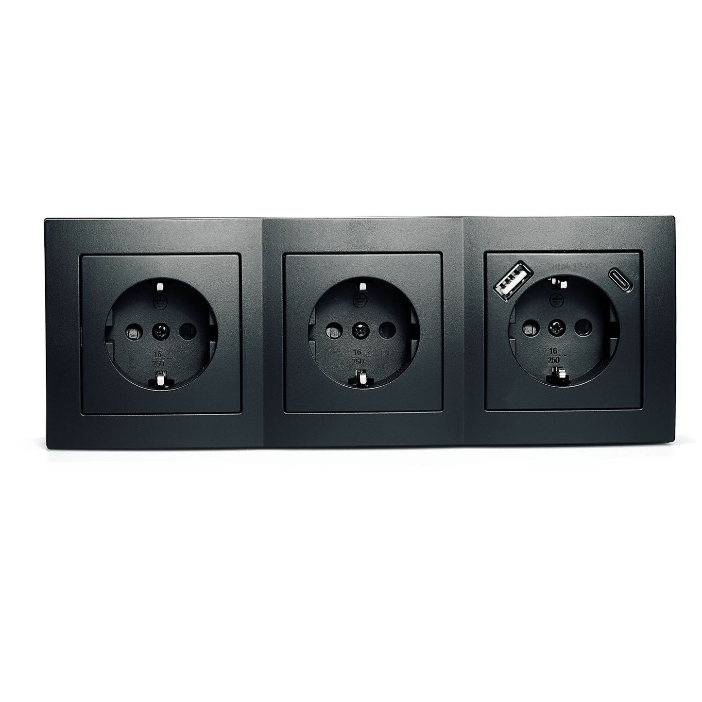 Möbel-Steckdose in mehrfacher Ausführung Küche Büro Mehrfachstecker Schwarz matt