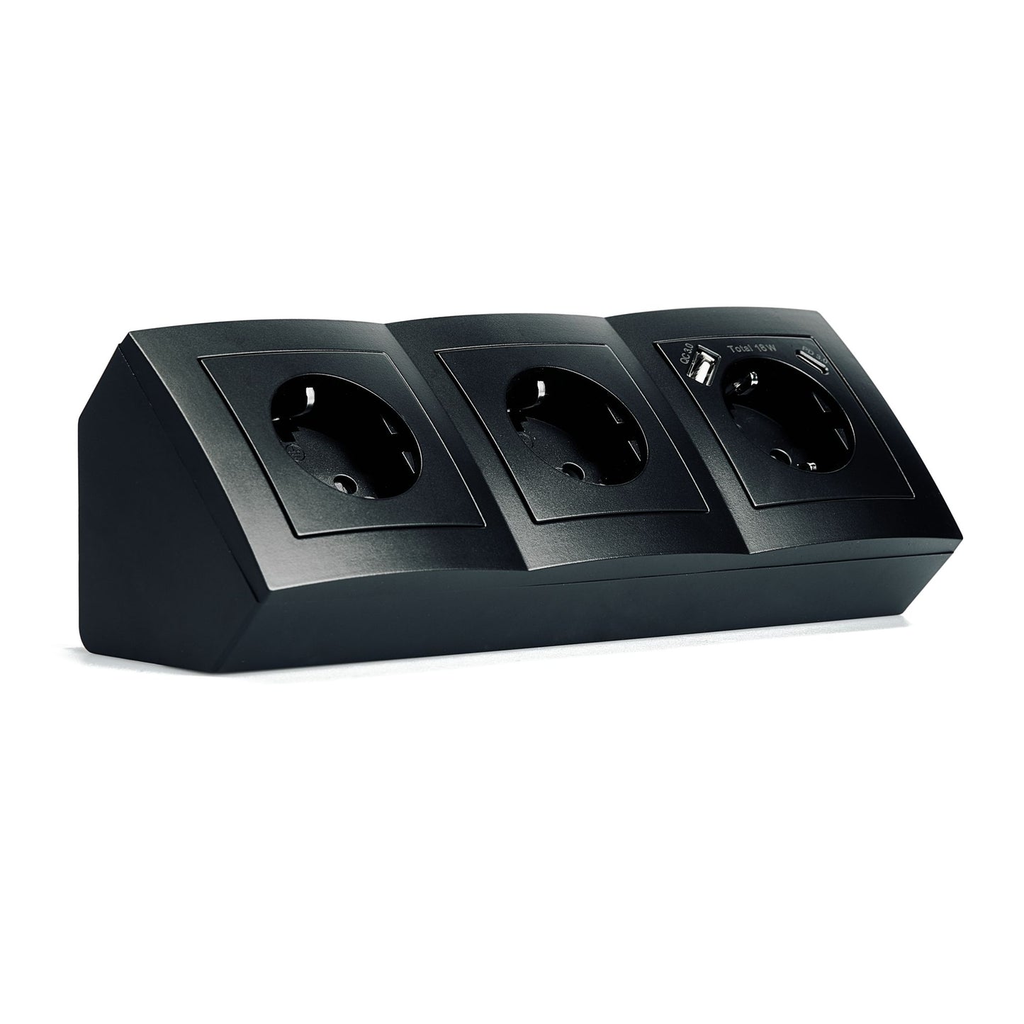 Möbel-Steckdose in mehrfacher Ausführung Küche Büro Mehrfachstecker Schwarz matt
