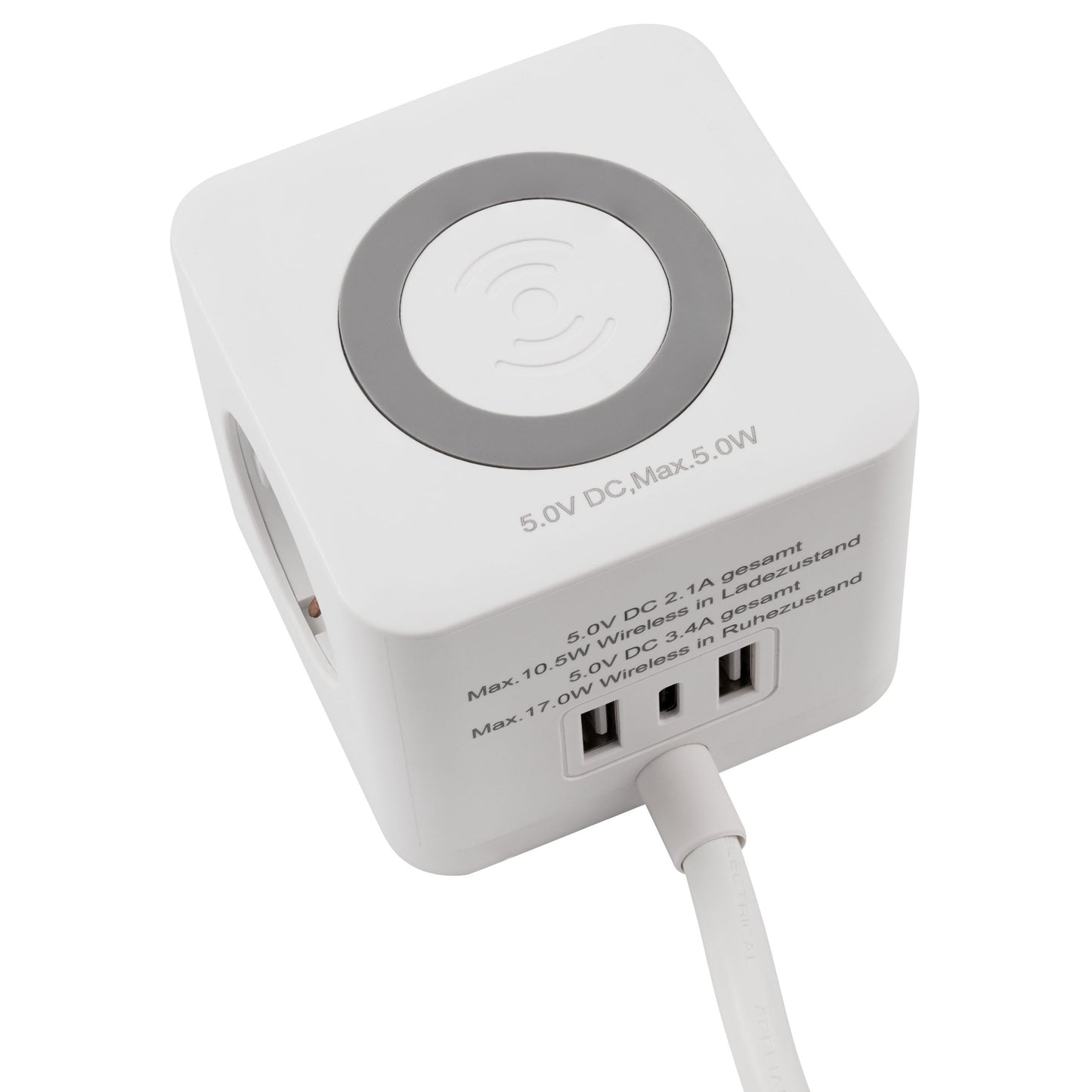 Tischsteckdose 3x Steckdose, 2xUSB-A, 1xUSB-C, QI aufladen