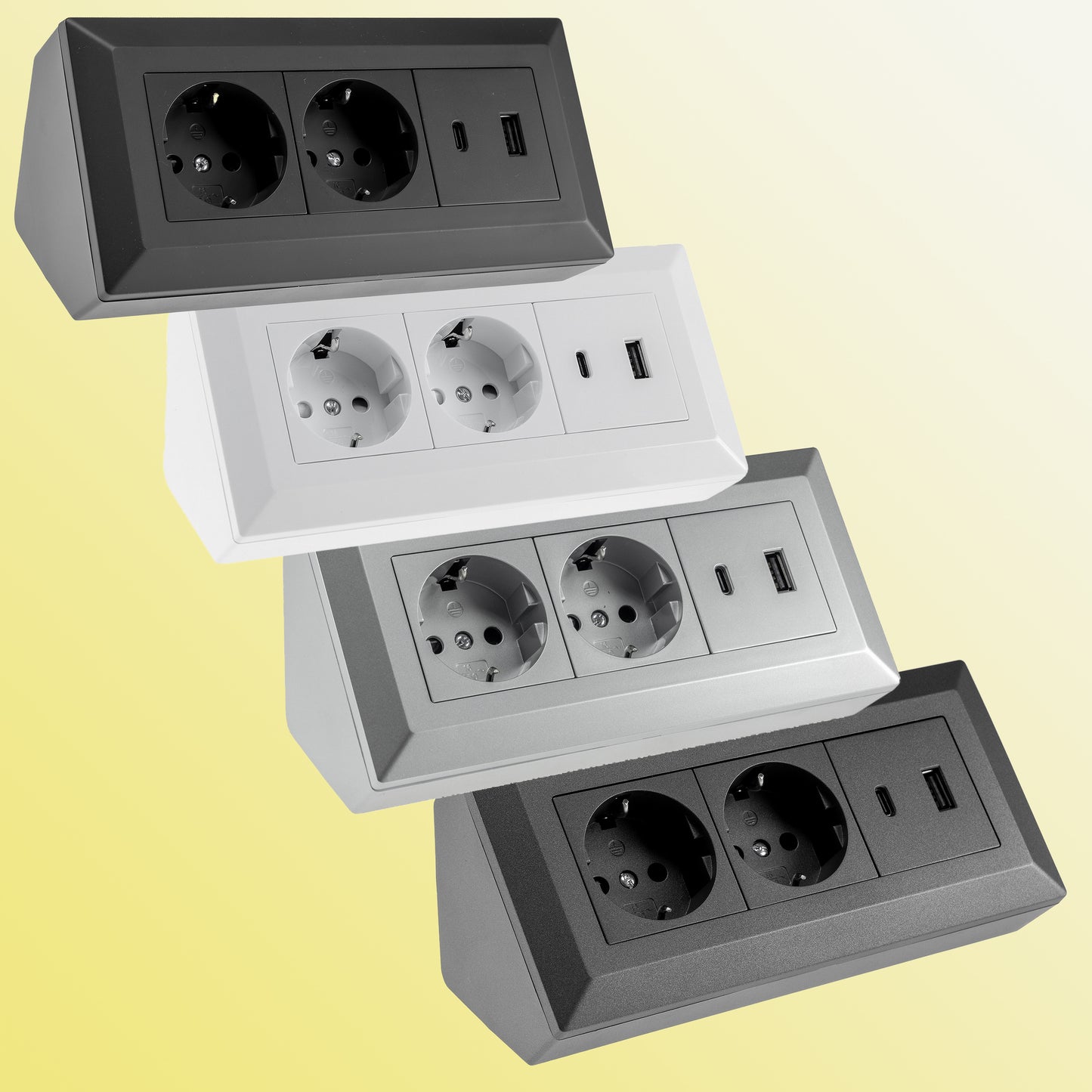 2-fach Steckdosenblock mit USB-A & USB-C – Praktische Stromversorgung in stilvollen Farben