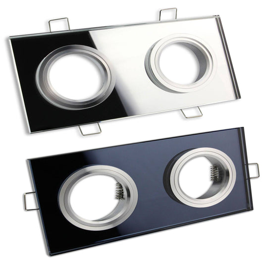 Einbaurahmen GU10 MR16 Glas eckig zweifach Rahmen Einbauleuchte Spot LED Halogen