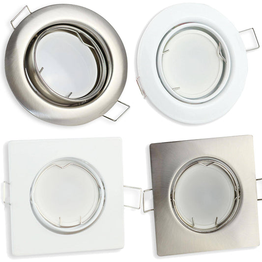LED Einbaustrahler GU10 230 Volt 1-9 Watt rund eckig Einbauspot 75mm Lochmaß