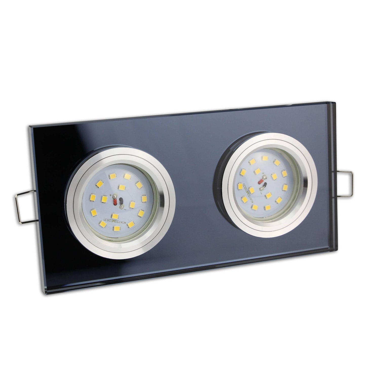 Einbaurahmen GU10 MR16 Glas eckig zweifach Rahmen Einbauleuchte Spot LED Halogen