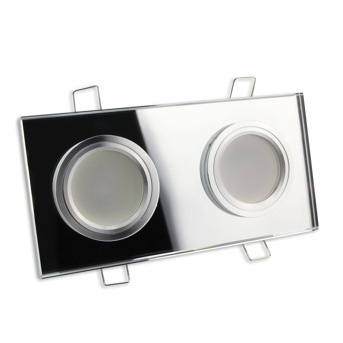 Einbaurahmen GU10 MR16 Glas eckig zweifach Rahmen Einbauleuchte Spot LED Halogen