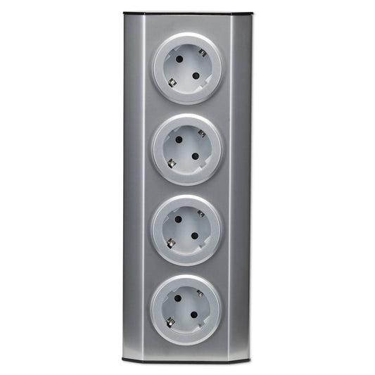 Mehrfachsteckdose 4-fach silber Steckdosenverteiler Steckdosenadapter