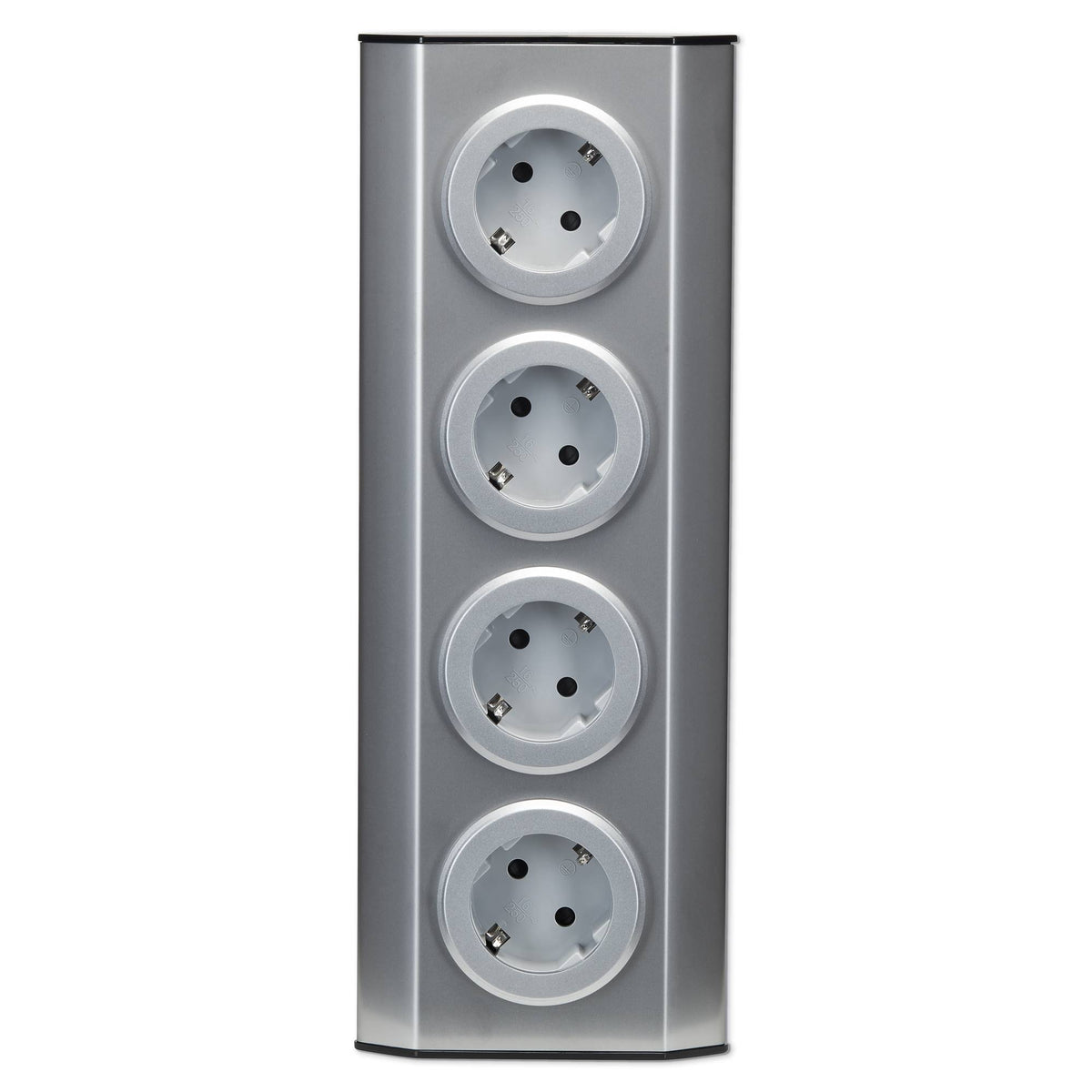Mehrfachsteckdose 4-fach silber Steckdosenverteiler Steckdosenadapter