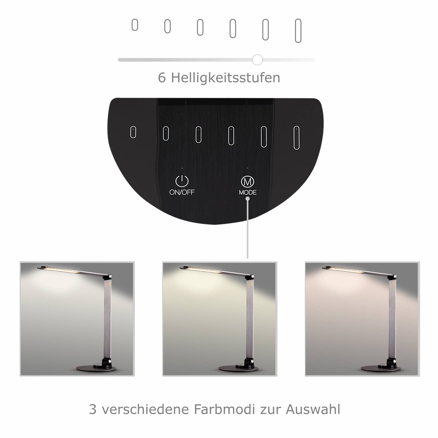 LED Tisch-Leuchte dimmbar mit USB Bürolampe Schreibtischlampe Büro 3 Lichtfarben