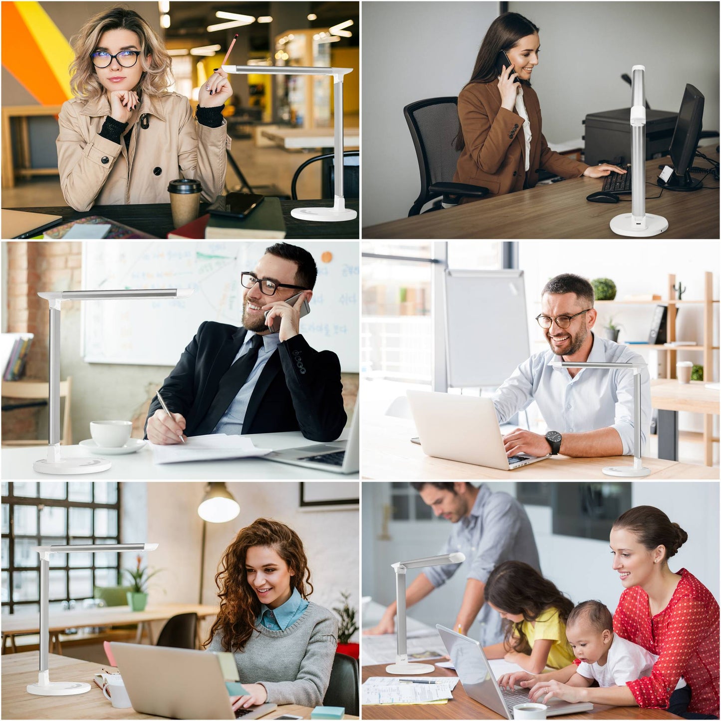 LED Tischleuchte weiß dimmbar mit USB Schreibtischlampe Büroleuchte 3Lichtfarben