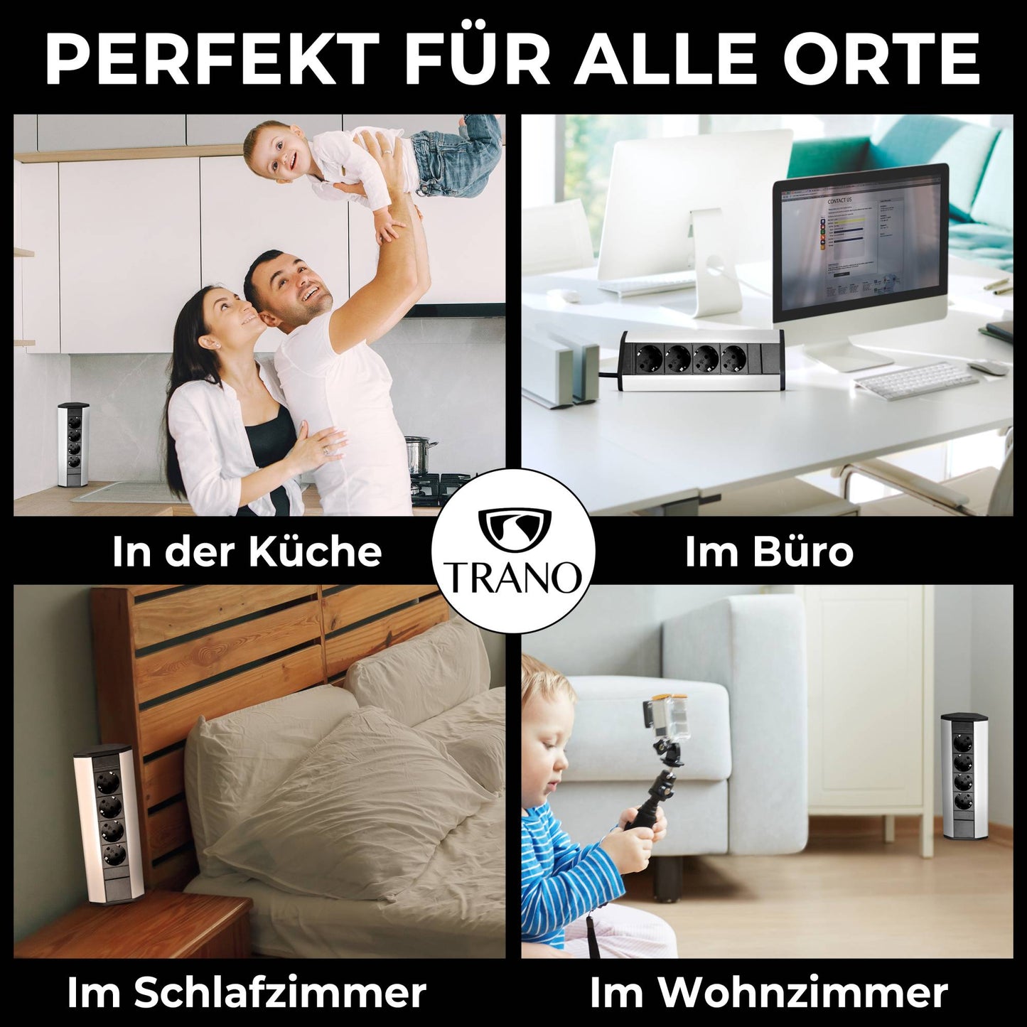 Steckdose versenkbar Küche Büro Tischsteckdose 3-fach Mehrfachsteckdose