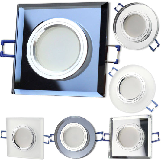 LED Einbaustrahler MR16 12 Volt 5-7 Watt rund eckig Einbauspot Glas 60-70mm