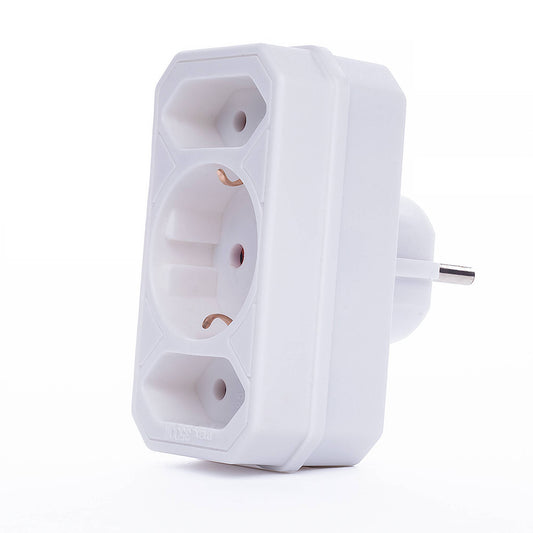 2er Set Steckdosen-Adapter 3-fach Mehrfachstecker Kindersicherung weiß schwarz 16A 250V